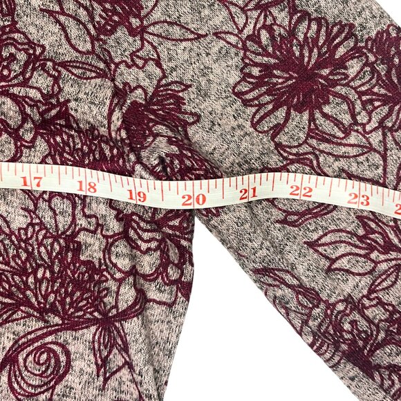 St. John's Bay Burgundy Floral Print Classic Tee Long-Sleeve Shirt Size Large - Picture 5 of 10
